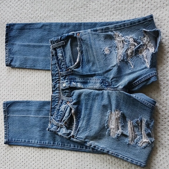 Vintage 517 distressed bootcut light wash Jeans orange tab & gorgeous - Picture 9 of 16